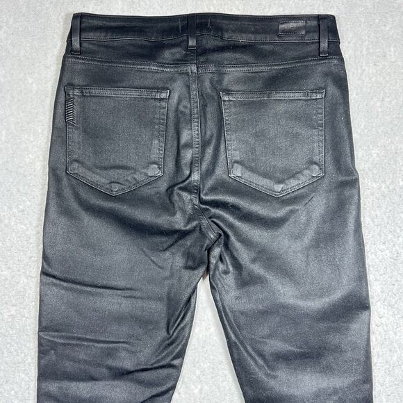 PAIGE Jeans Women’s 31 Hoxton Ankle Peg Black Fog Luxe Wax Coating Leather - Picture 9 of 15